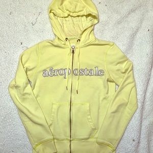 Aéropostale Yellow & Silver Zip-Up Hoodie (MD)